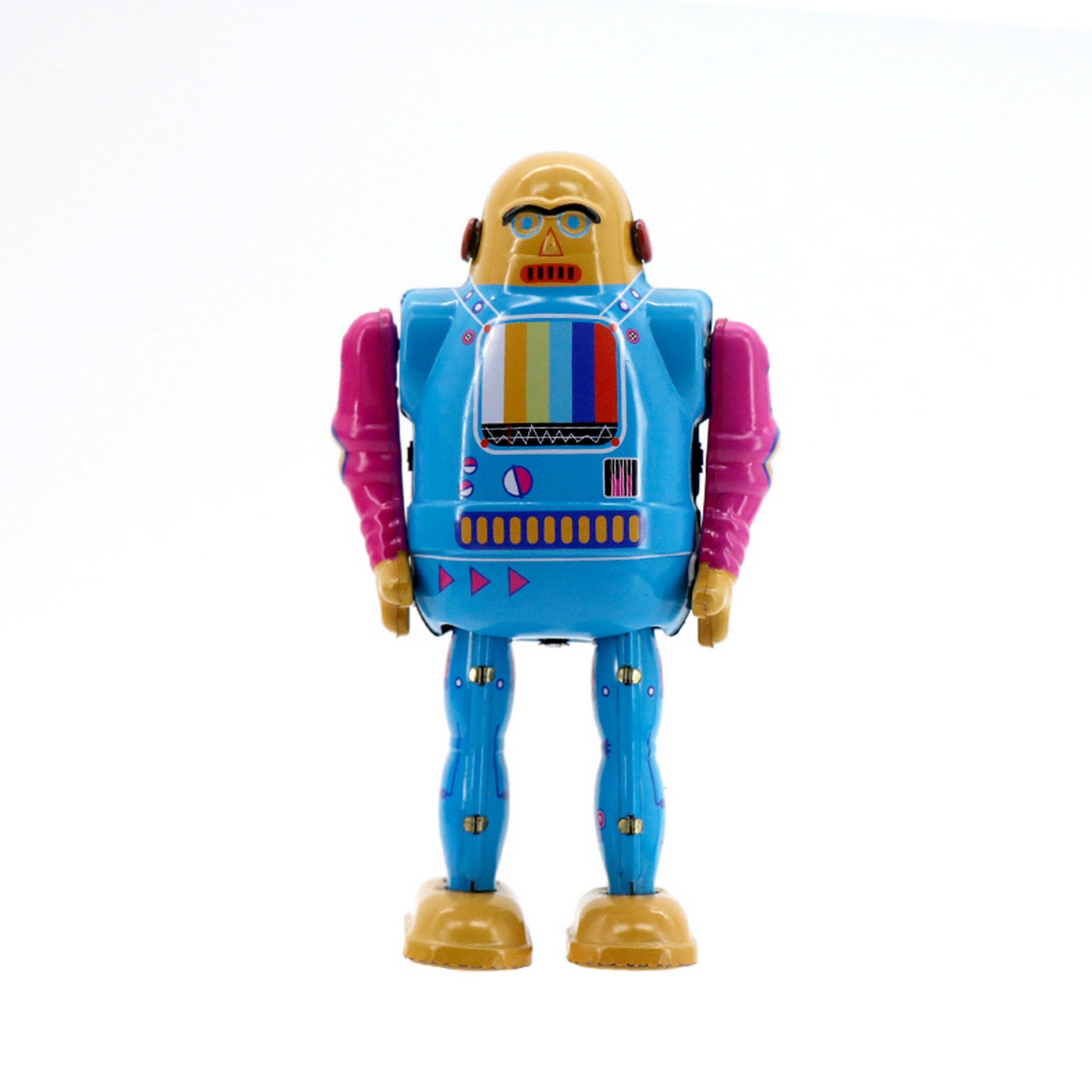 Mr & Mrs Tin Dekofigur Mr & Mrs Tin - TV Bot Blechroboter Gehfunktion Deko-Objekt-14x8cm (mit Aufziehmotor), Sammlerfigur