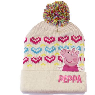Peppa Pig Bommelmütze Peppa Wutz Winter Set für Mädchen Wintermütze Loop und Handschuhe Gr. 52 bis 54