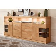 Sideboard Ribe,180cm breit,Oberplatte aus Massivholz, 9 Fächer ohne Beleuchtung
