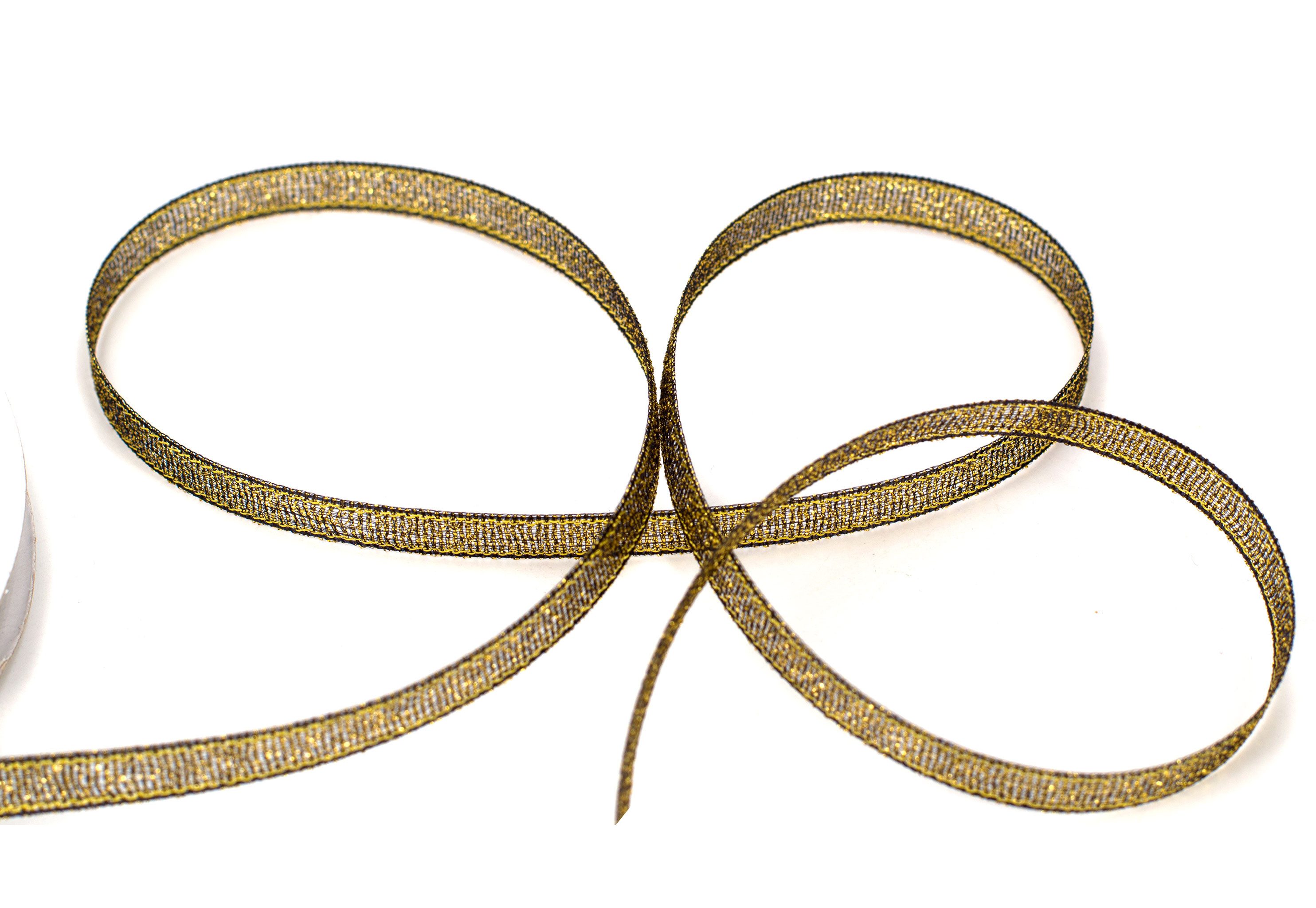 Creativery Geschenkband, Glitzerband 6mm x 32m Rolle Braun / Gold