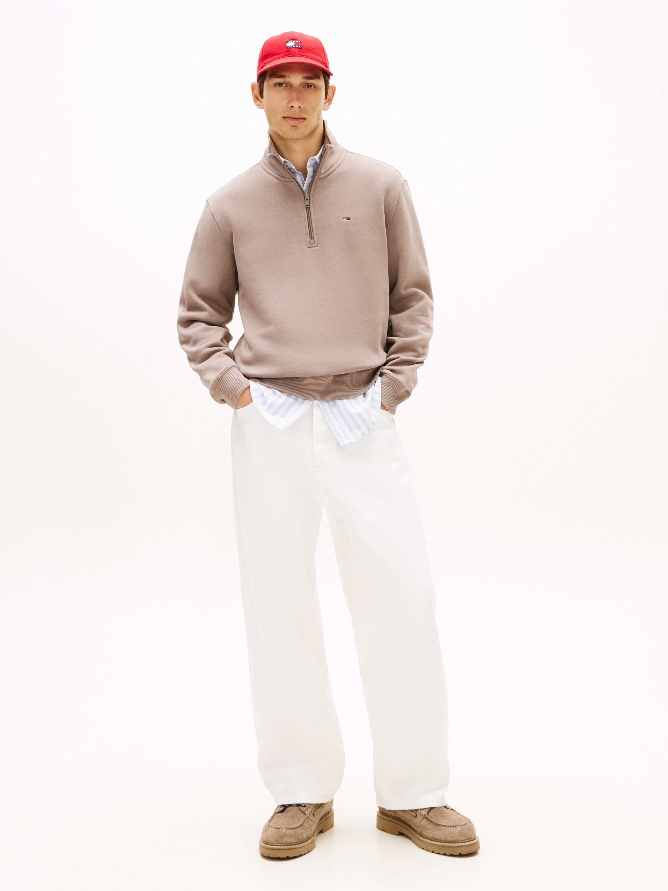 Tommy Jeans Sweatshirt TJM REGULAR FLEECE 1/4 ZIP MOCK NECK mit Fleece
