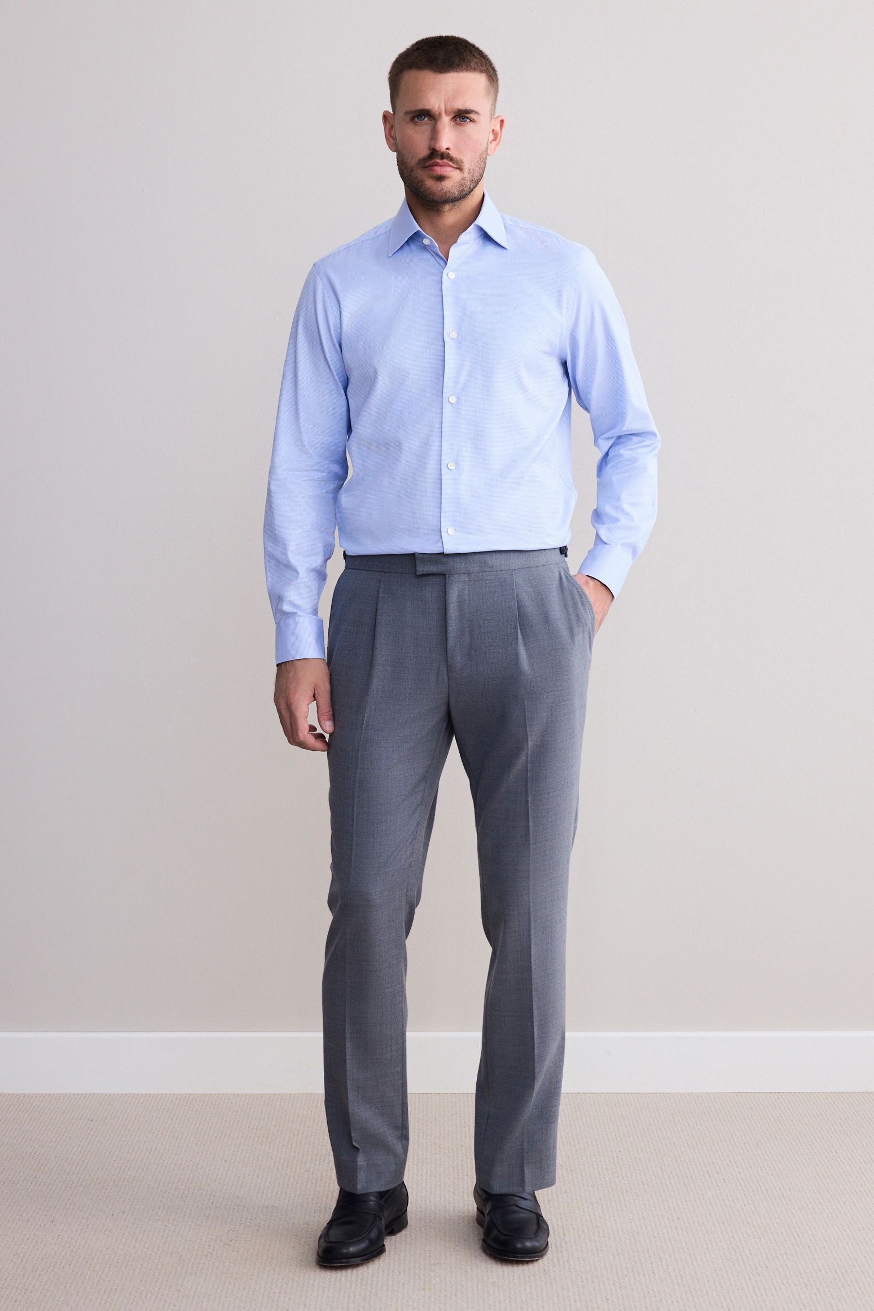 Next Langarmhemd Signature Hemd 100 % Baumwolle mit Haifischkragen (1-tlg)
