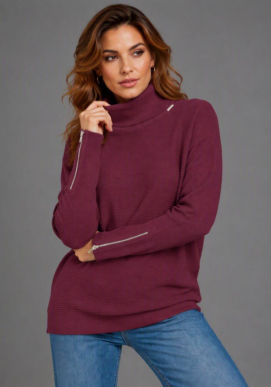 Bruno Banani Strickpullover mit Rollkragen, langer Schnitt, lässig geschnittene Passform. Reduzierter Preis € 37,49. Unverbindliche Preisempfehlung € 49,99