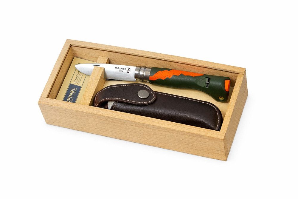 Opinel Taschenmesser Opinel Kindermesser OUTDOOR JUNIOR orange, Holzbox, (Kinder-Schnitzmesser in schöner Holz-Geschenkbox)