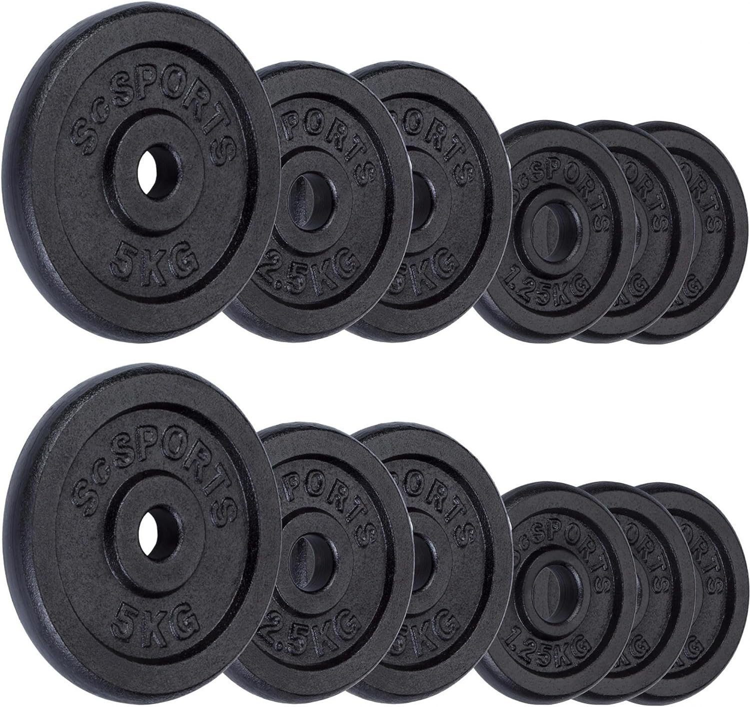 30mm Set ScSPORTS® Gewichte, 27,5 Hantelscheiben Gewichtsscheiben (10003344-tlg) kg Gusseisen