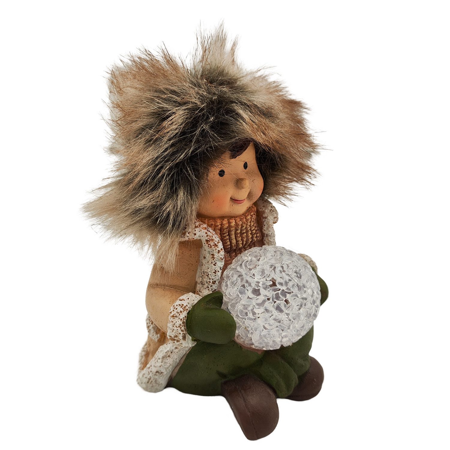 3PAGEN LED Dekoobjekt LED-Winterjunge sitzend mit Schneeball leuchtend Deko günstig online kaufen