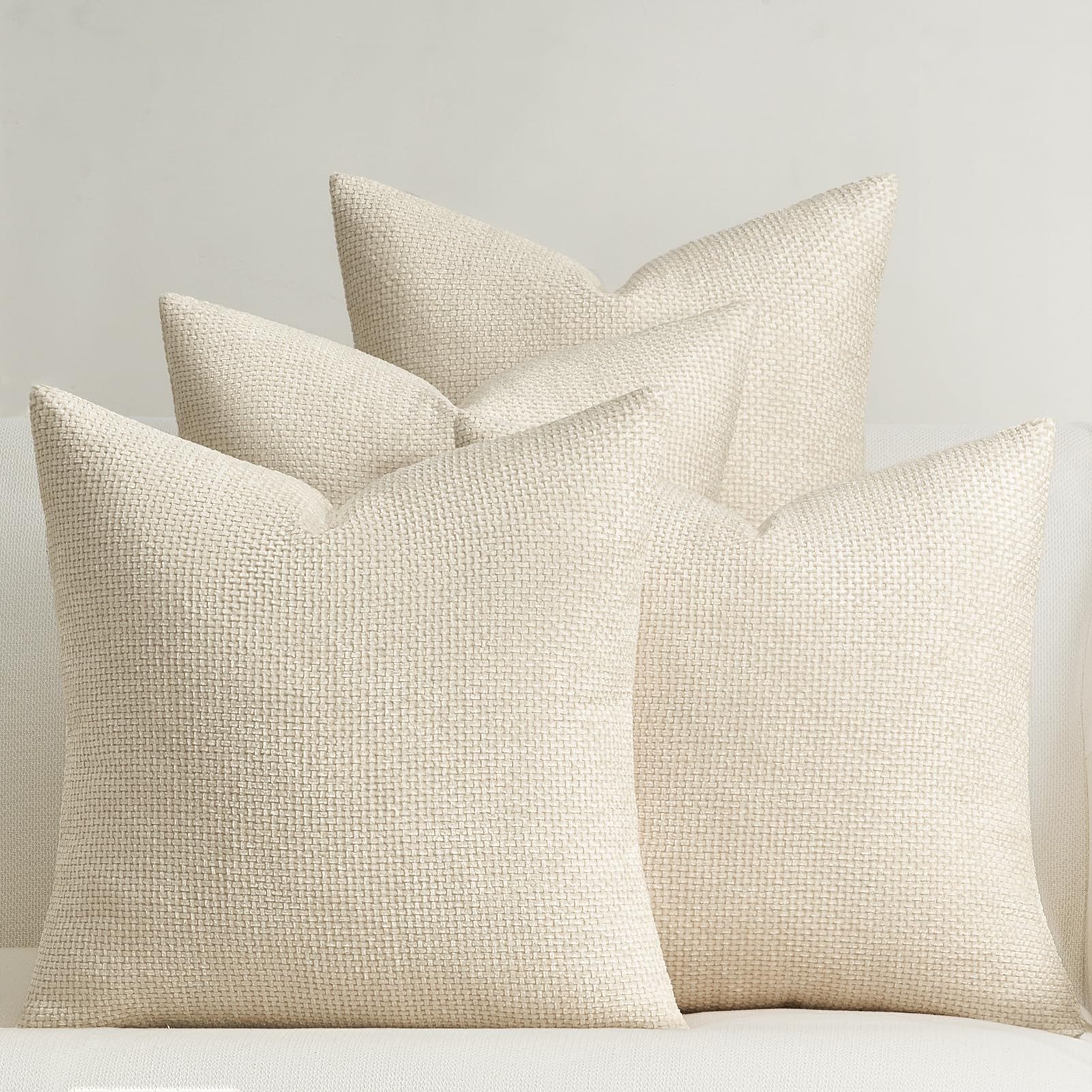 Topfinel Kissenbezug 40x40 samt kissenbezüge 50x50 Weich Sofa Deko Rattanstreifen, kissenbezug 4er set Beige einfarbig Wohnzimmer Kinder Hautfreundlich