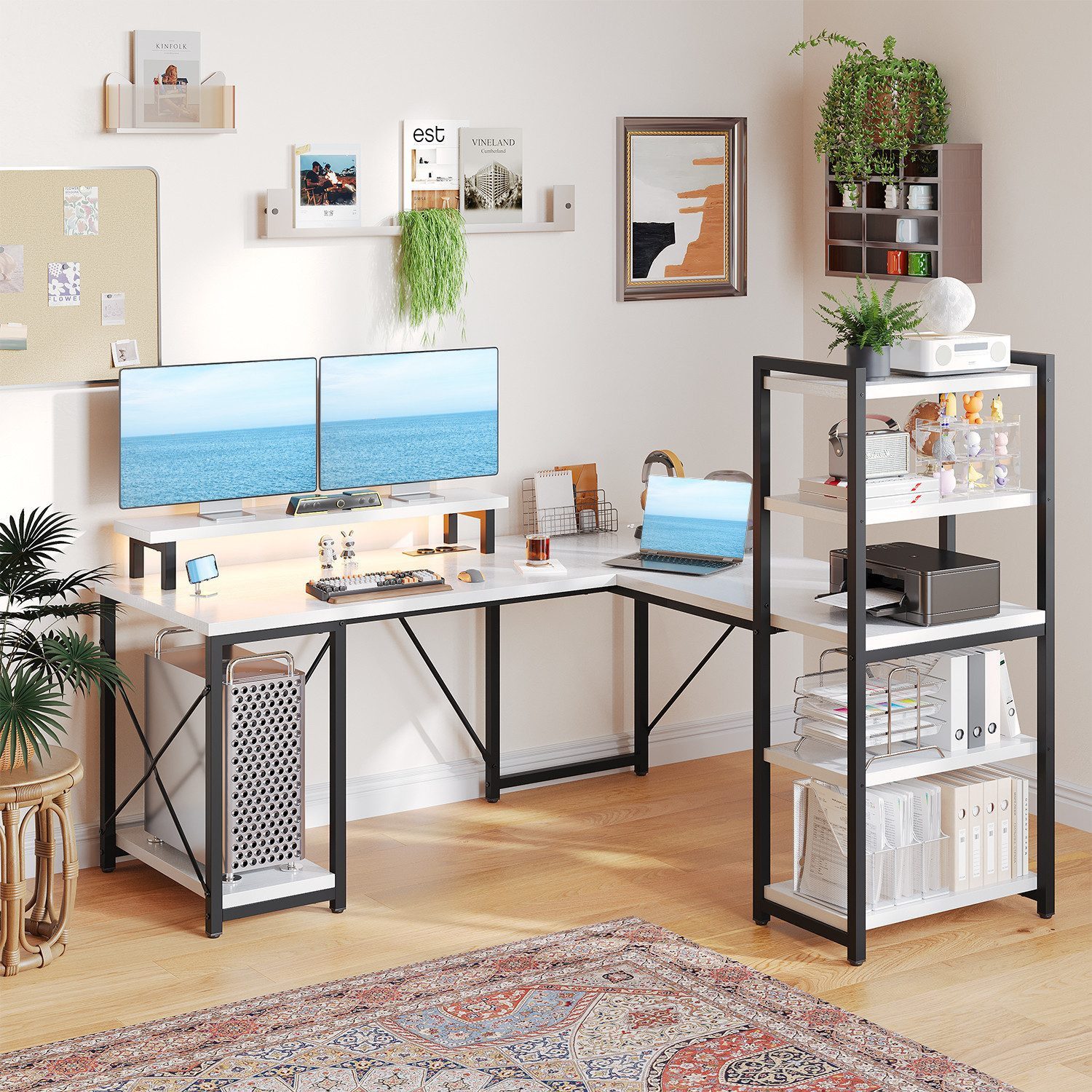 HOMALL Eckschreibtisch Gamingtisch,140cm L-förmiger Computertisch mit günstig online kaufen