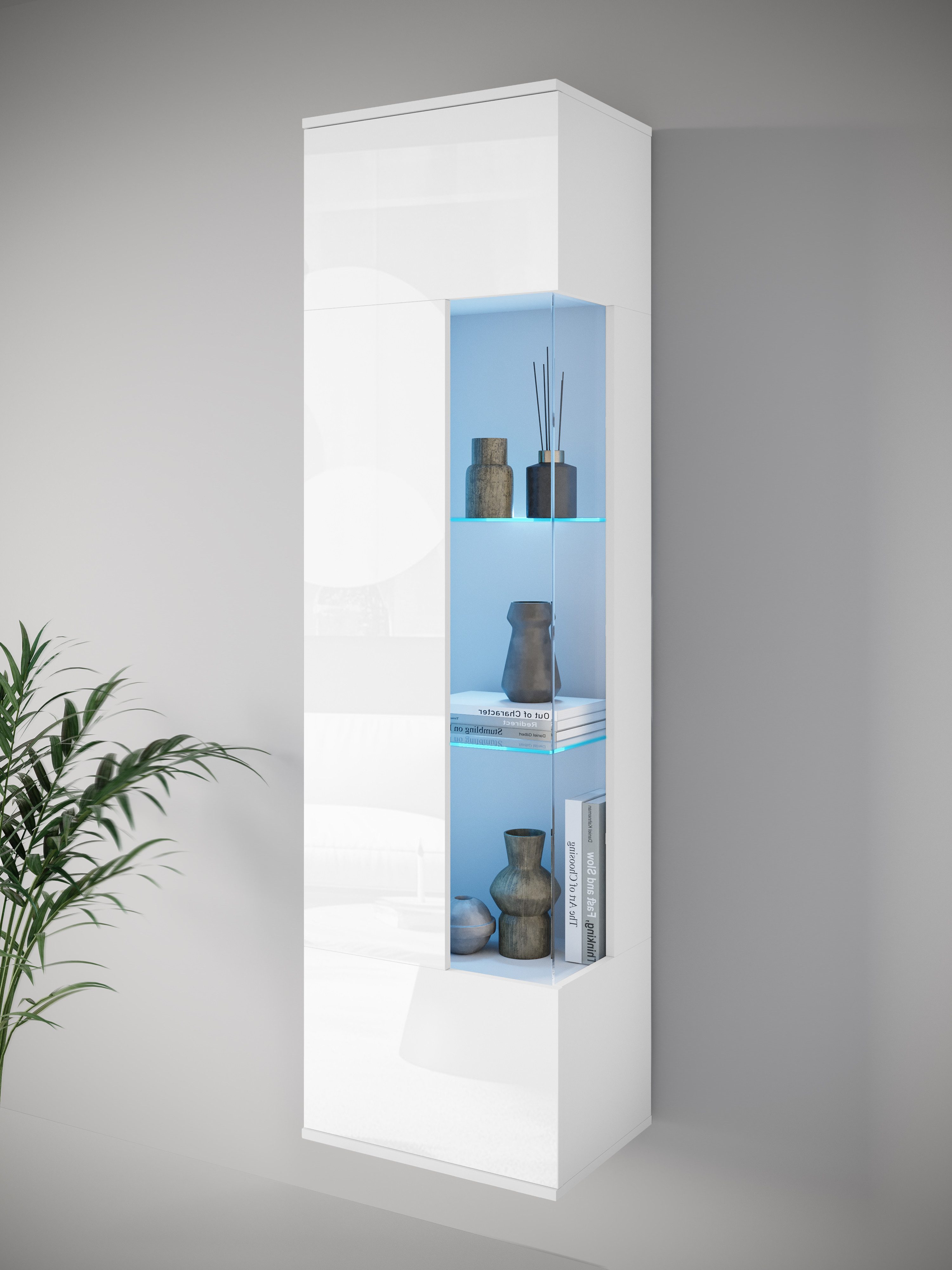 INOSIGN Vitrine Kenia, stehend und hängend, Türanschlag wechselbar (1-St) Vitrineschrank mit Glastüren 160 cm Höhe