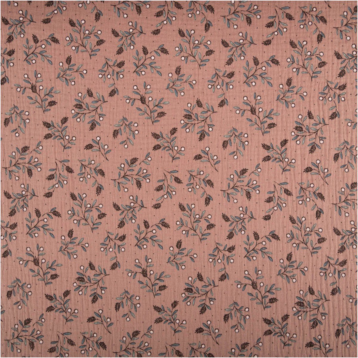 SCHÖNER LEBEN. Stoff Musselin Stoff Meterware Baumwolle Gully Allover Gräser braun 130cm, allergikergeeignet
