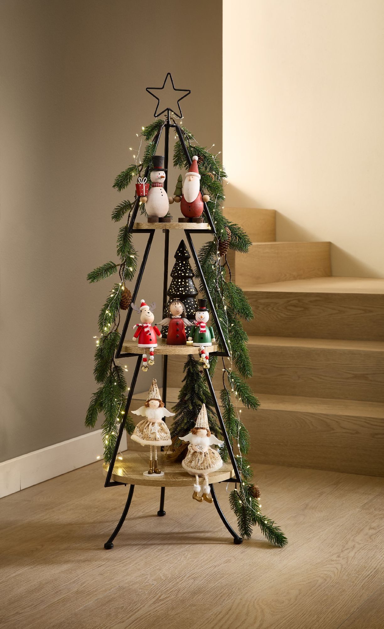formano Etagere Winterzeit, Metall, Höhe: 114cm, Farbe: Schwarz, Motiv: Baum