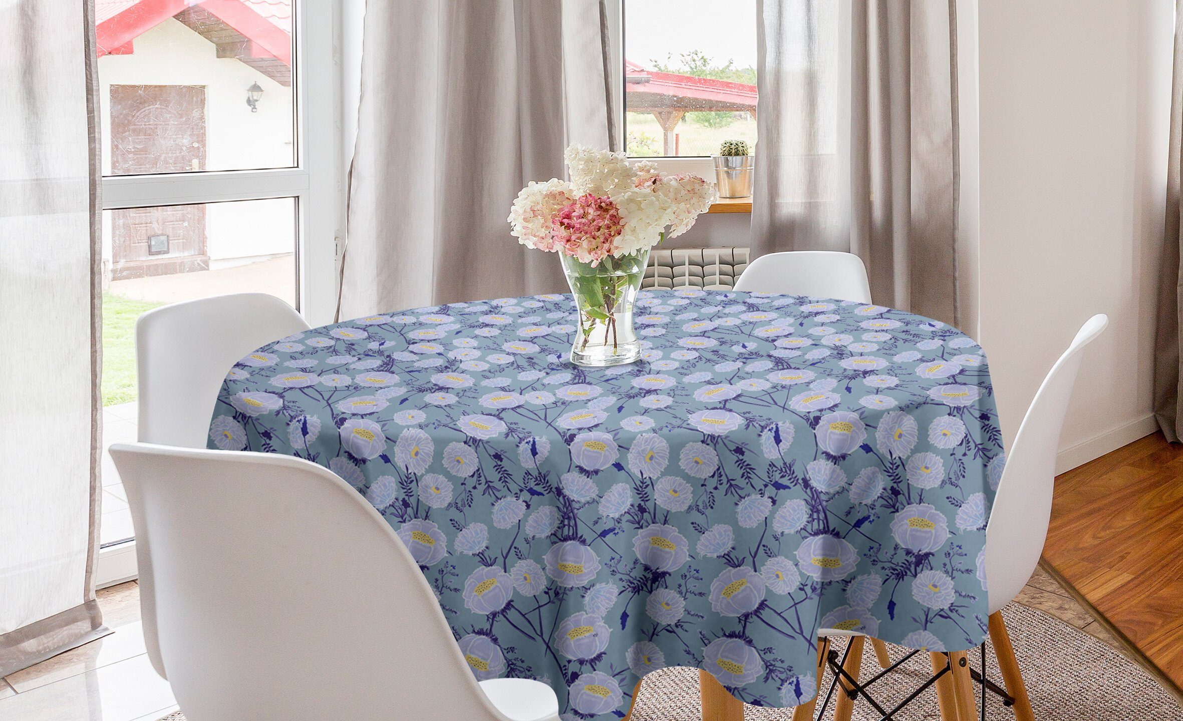 Blühend Küche Esszimmer Abdeckung Wachstum Natur Tischdecke Dekoration, Abakuhaus Kreis Tischdecke Blume für