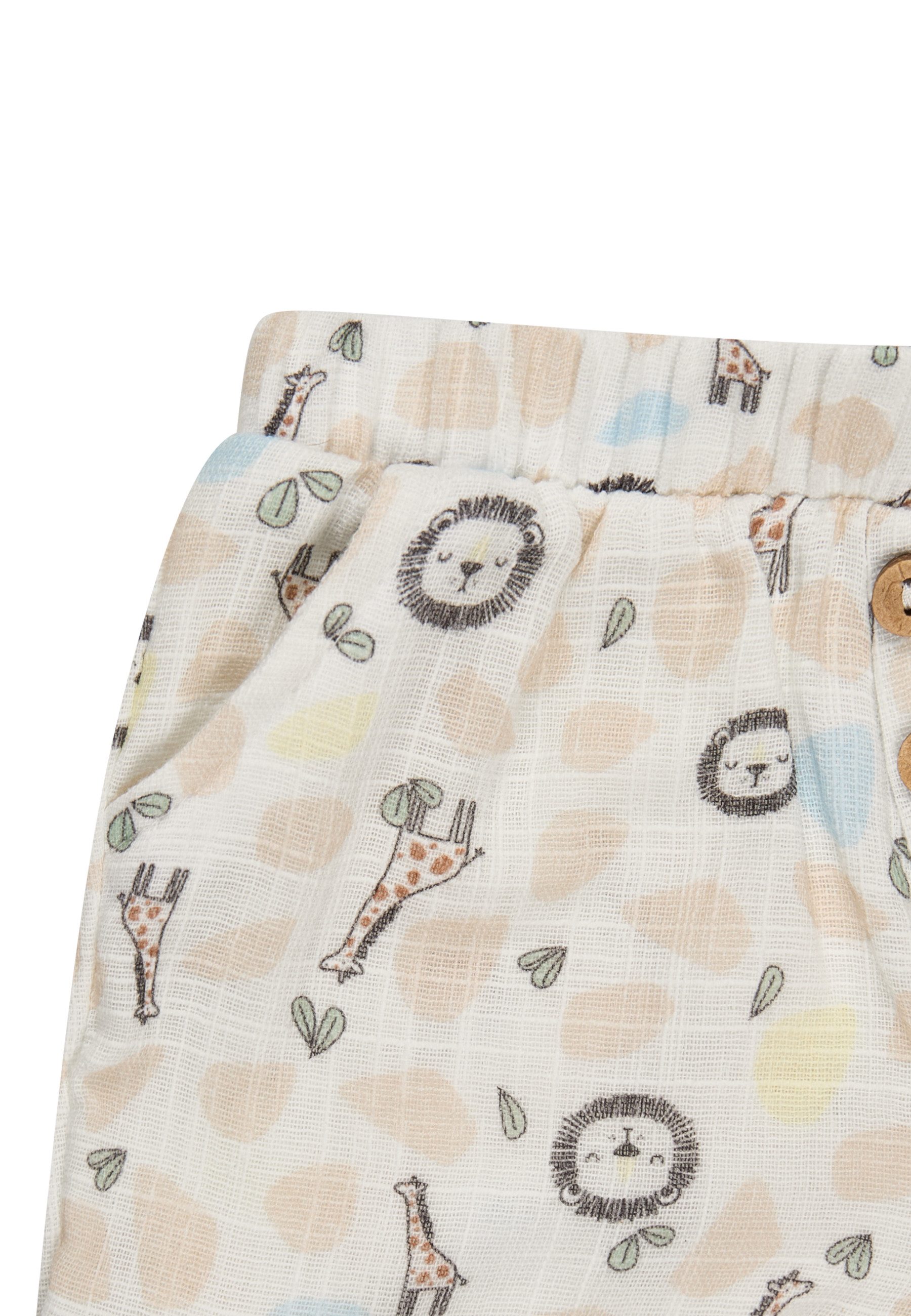 Sterntaler® Shorts Shorts Safari (1-tlg) Shorts, Leinenoptik m. Safari-Print, elastisches Bündchen, Kokosknöpfe