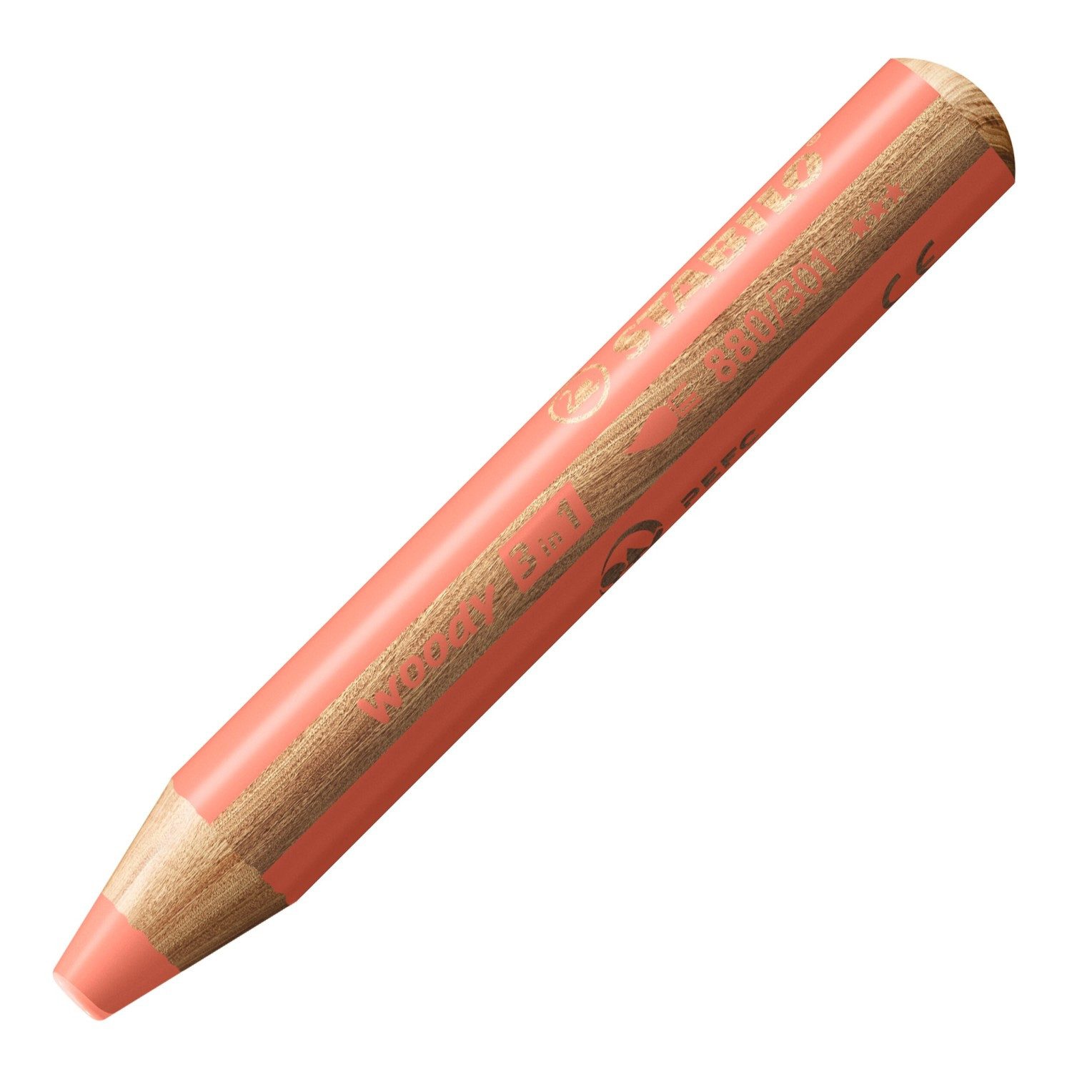 STABILO Wachsmalstift Buntstift Woody 3 in 1 / 12 Standard- & 6 Pastellfarben mit Spitzer, (20-tlg)