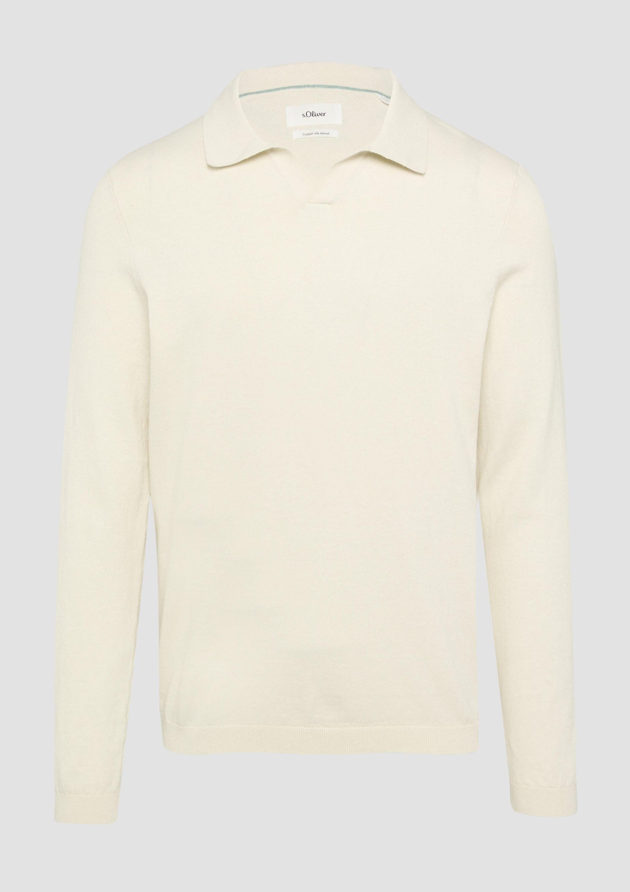 s.Oliver Longpullover Strickpullover Strickpullover mit Polokragen und Seide