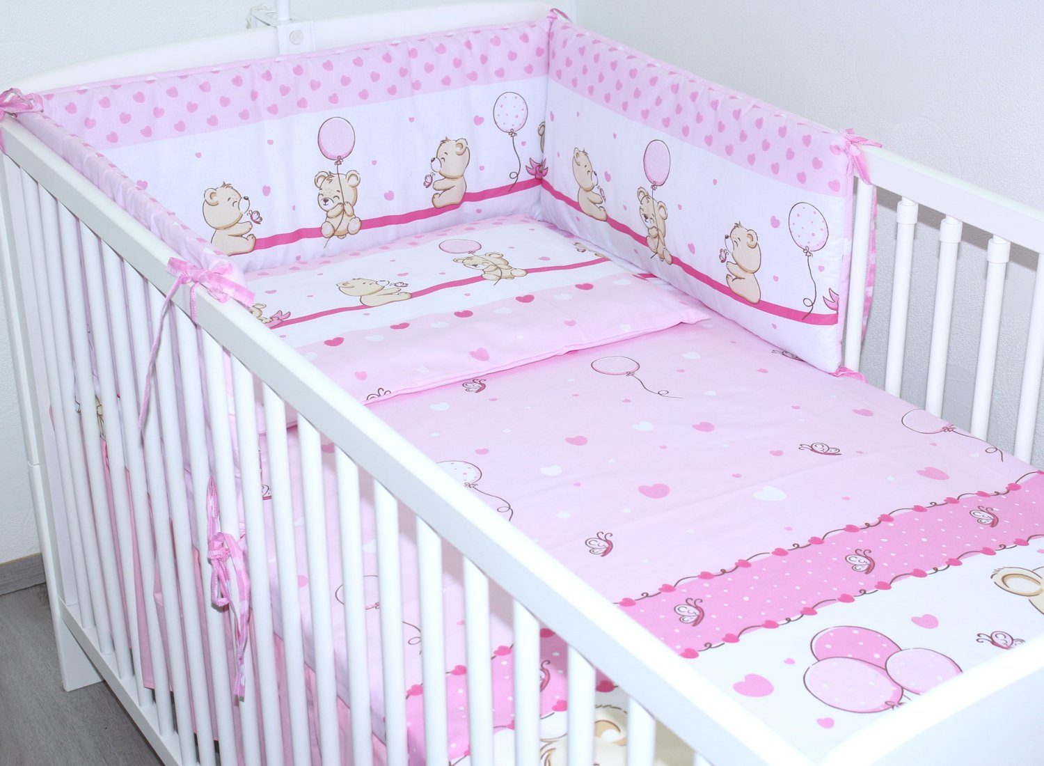 Babybettwäsche 3 teiliges Baby Bettset mit Bettwäsche und Nestchen für Bett 70x140 cm