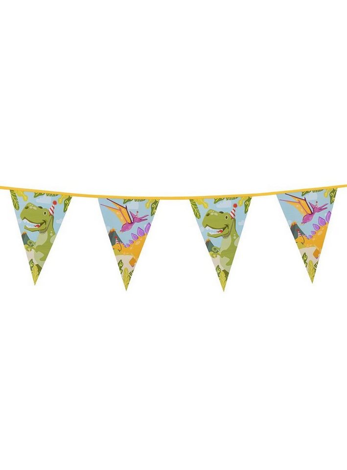 Boland Hängedekoration Dino Wimpelkette 6 m, Deko für Dinosaurier.Freund: Mache Deine Party zum Jurassic Park!