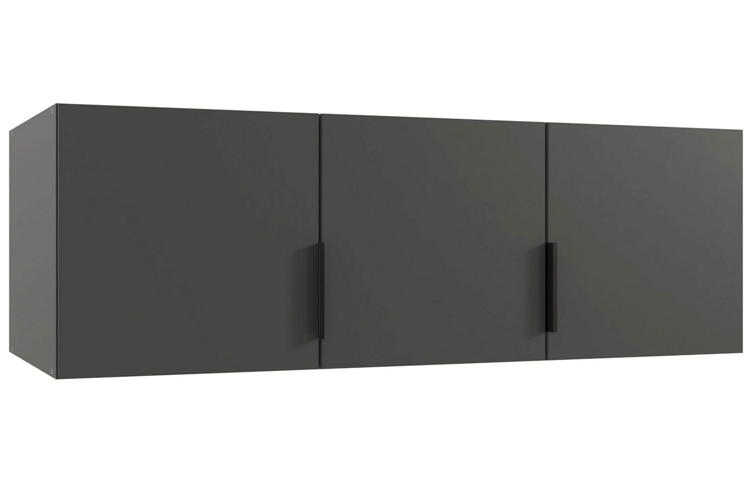 Wimex Schrankaufsatz, (mit Holztüren, 1-St., moderne Optik, Kunststoffgriffe, Montage auf Schrank), 120x54x40cm graphit 3-türig