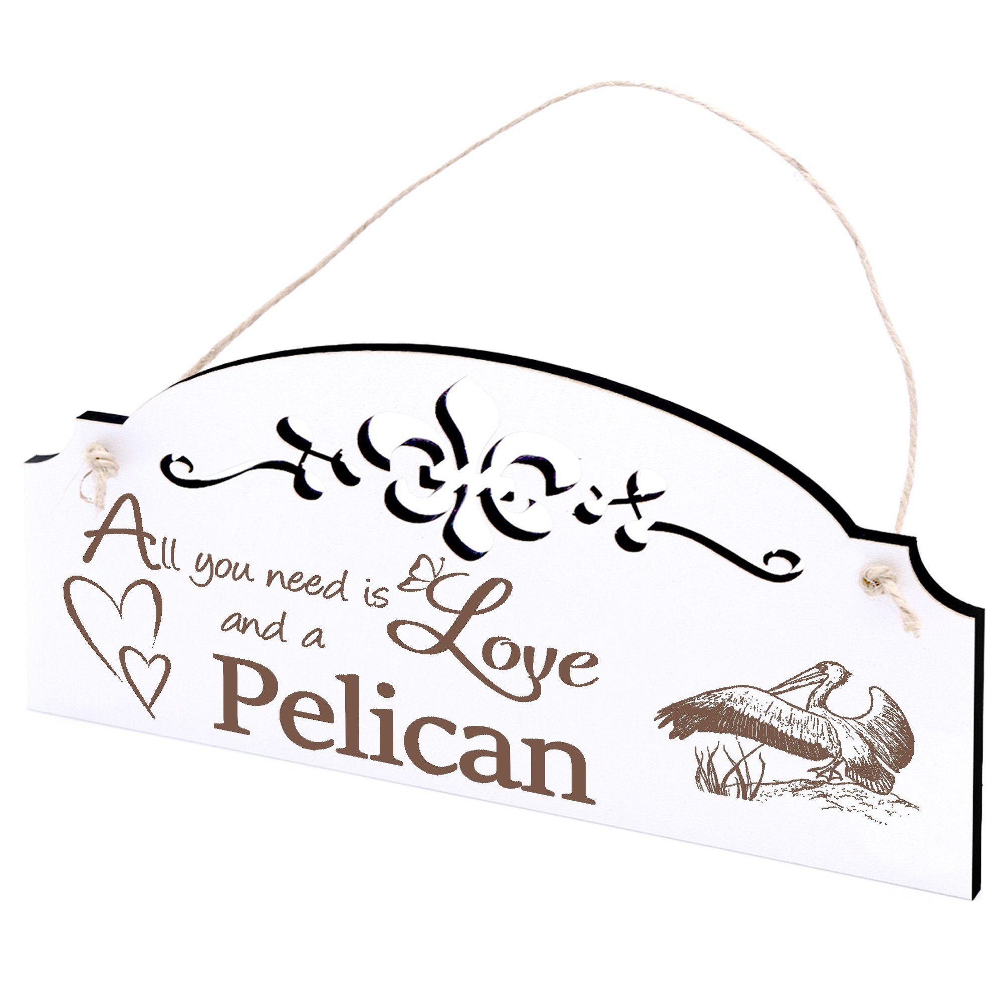 Dekolando Deko Love All is you Pelikan 20x10cm fliegender Hängedekoration need