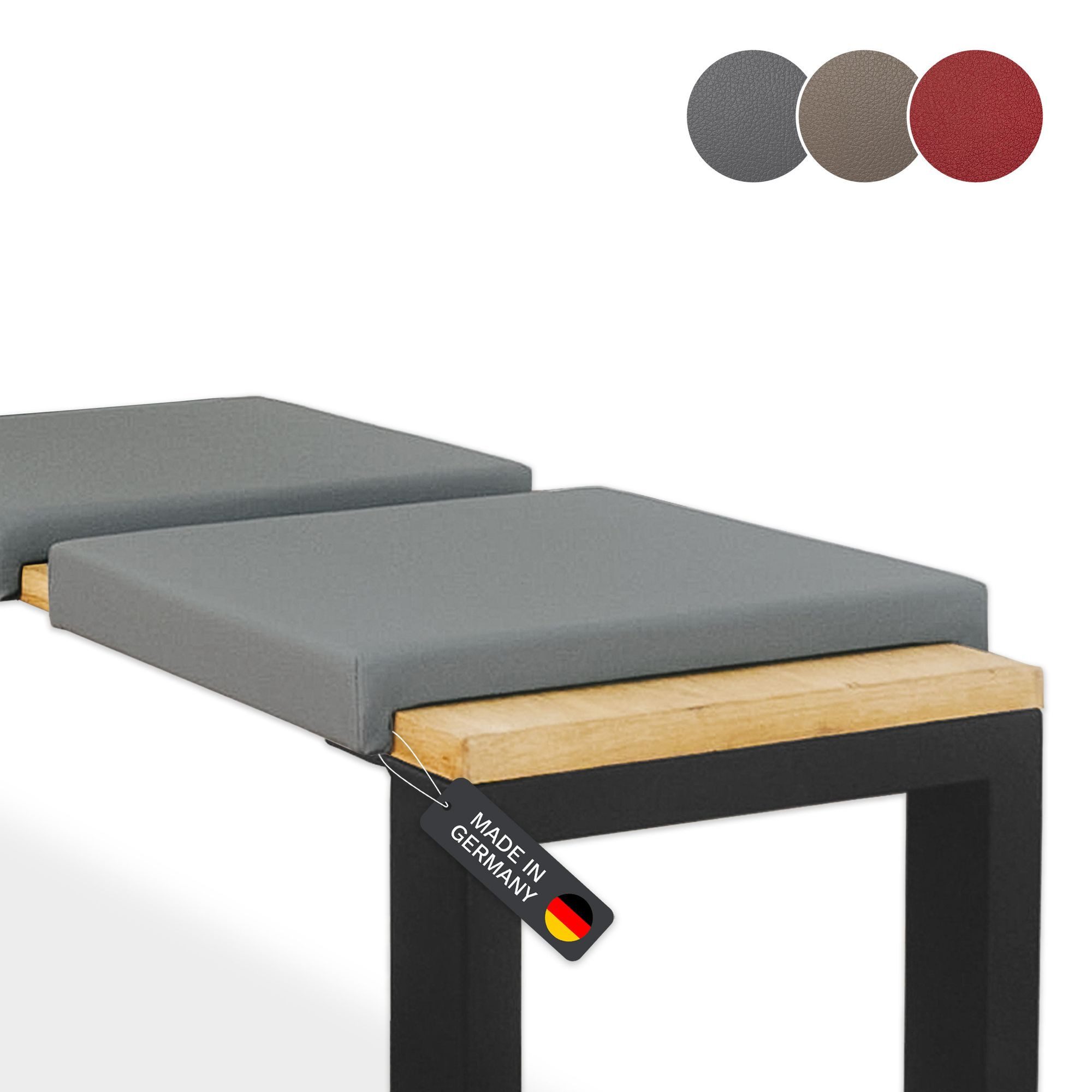 Bankauflage Bankkissen Klemmkissen Sitzkissen mit 2 Leisten, 40cm Klemmtiefe