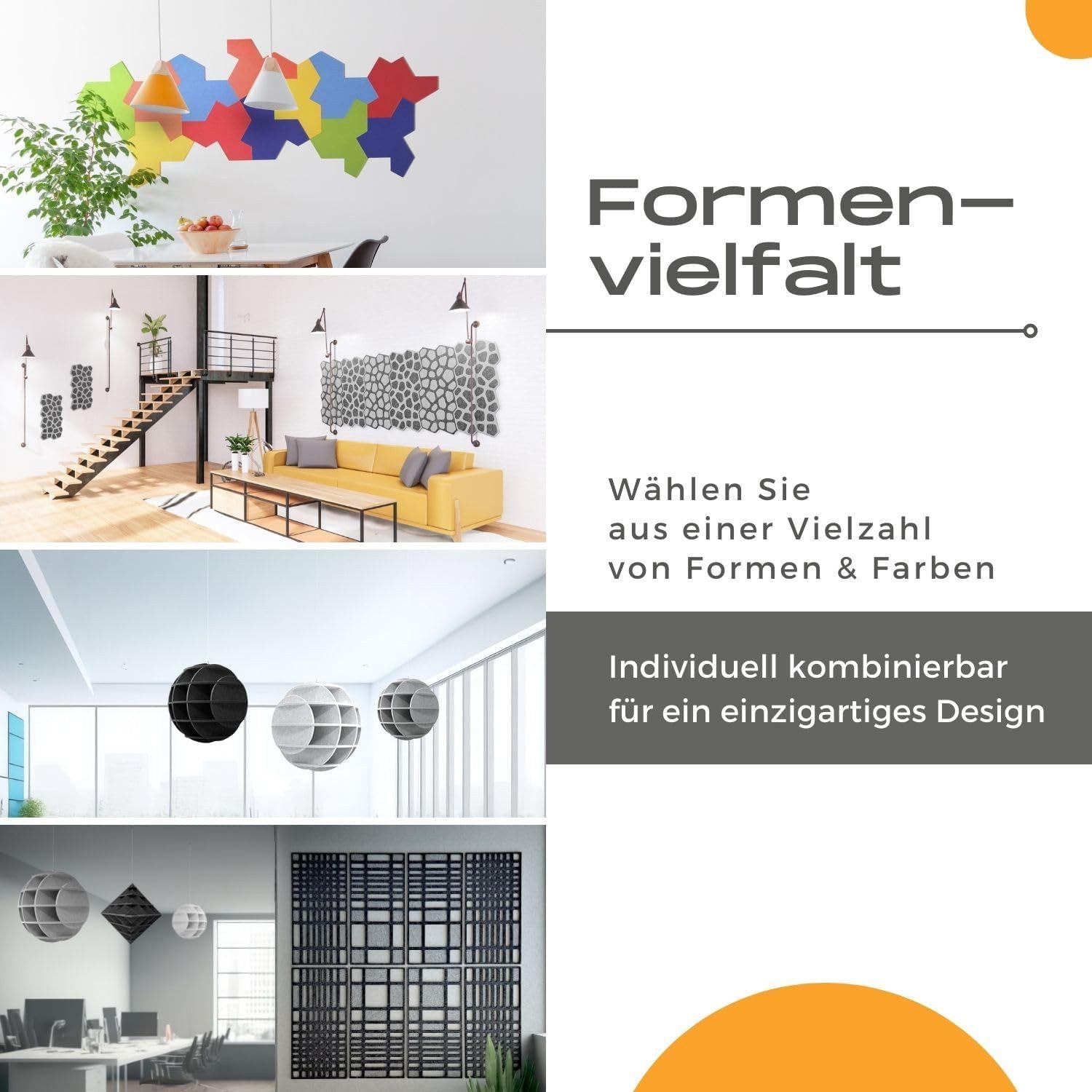 platino24 Schallschutzpaneel platino24 "SATELLITE" 3D-Akustik-Objekt Kugel für optimale Raumakustik, lärmreduzierend, langlebig, geniale Steckverbindung ohne Kleber
