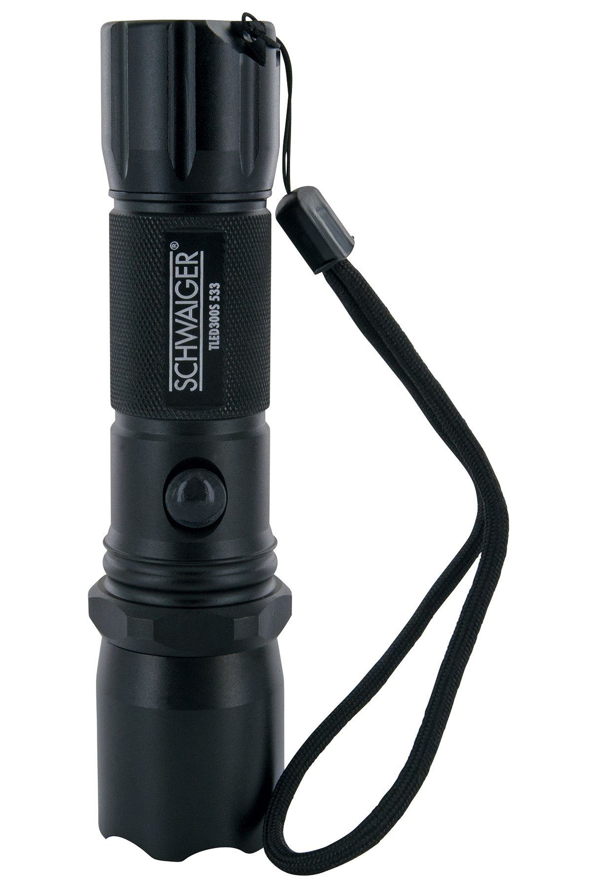 schwarz (1-St., 533 Handschlaufe spritzwassergeschützt), Taschenlampe Schwaiger mit TLED300S LED schlagfest,