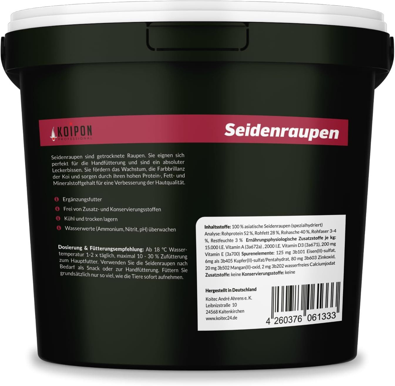 KOIPON KOIPON Seidenraupen getrocknet Naturfutter Leckerli für Koi, Trockenfutter für: Koi, Goldfische, Teichfische, Zierfische, Naturfutter, Handfütterung, Hoher Proteingehalt, Made in Germany