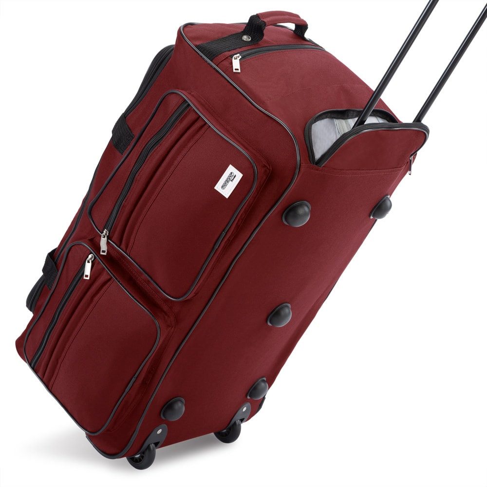 monzana Reisetasche (1-tlg), mit Rollen 85L Trolley Teleskopgriff Rot Groß XL Gepäcktasche