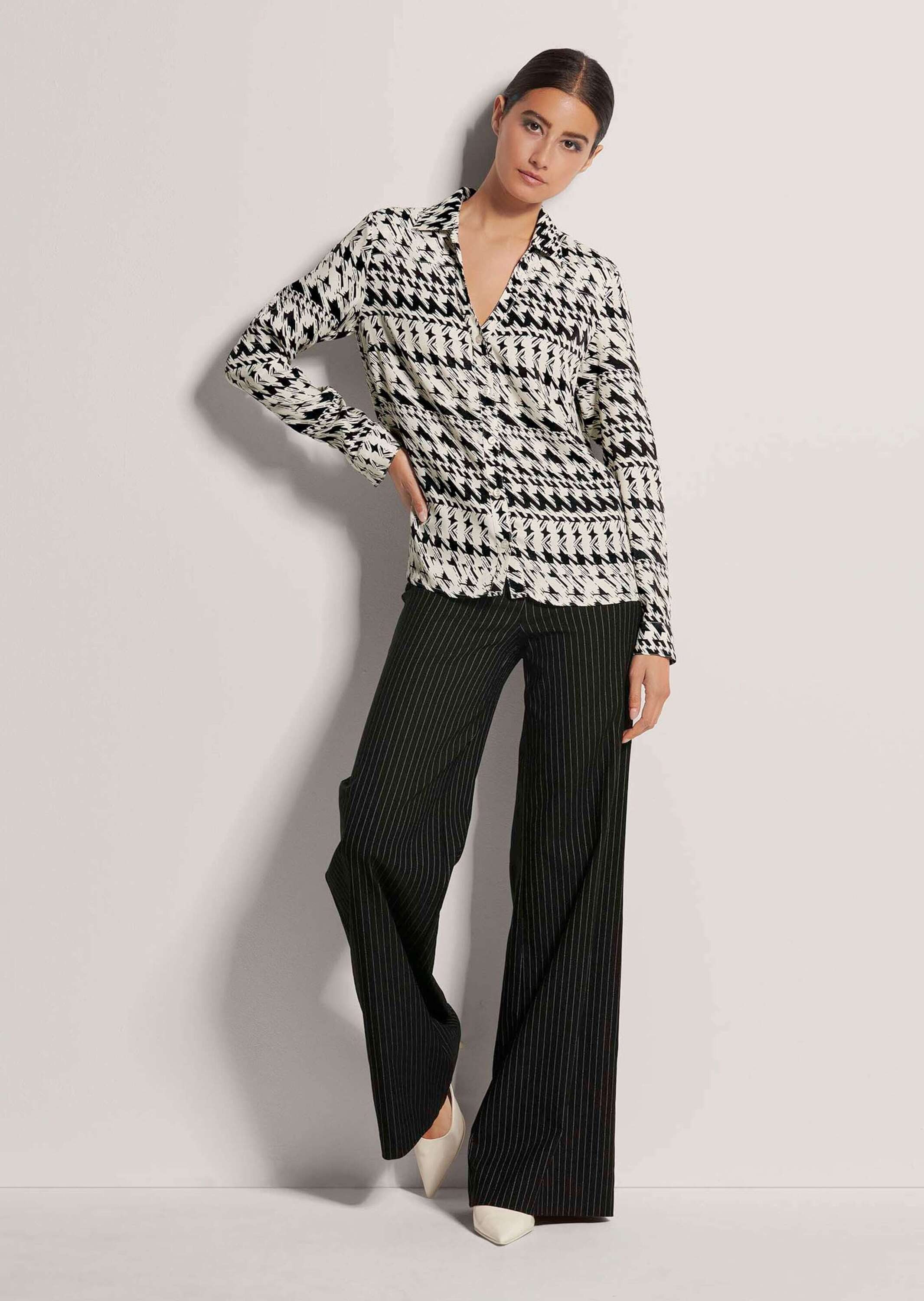 MADELEINE Langarmbluse Elegantes Blusenshirt mit V-Ausschnitt Printshirt mi günstig online kaufen