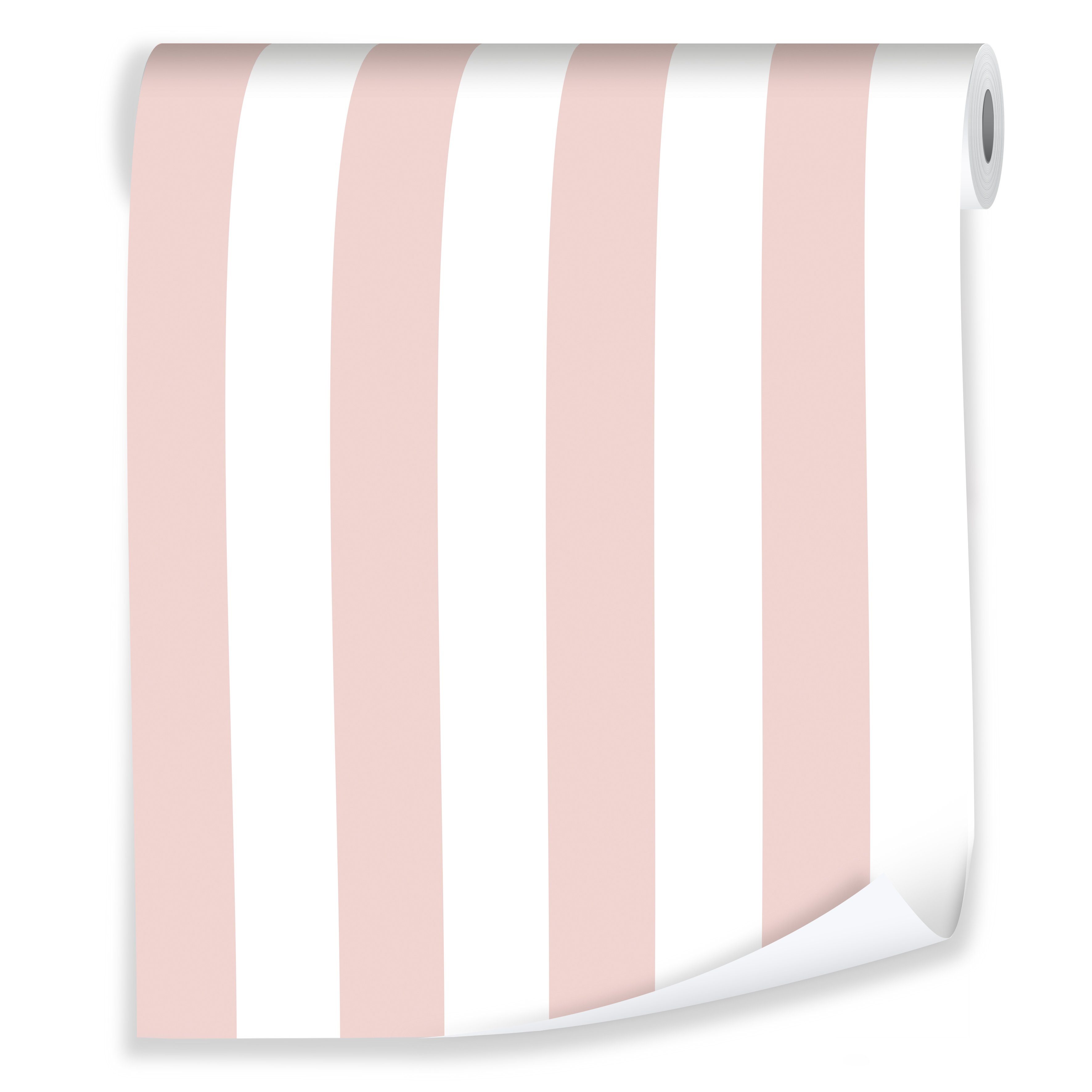 Wallarena Vliestapete Streifen Weiß Rosa Kinderzimmer Modern Kinder 10m x 5 günstig online kaufen