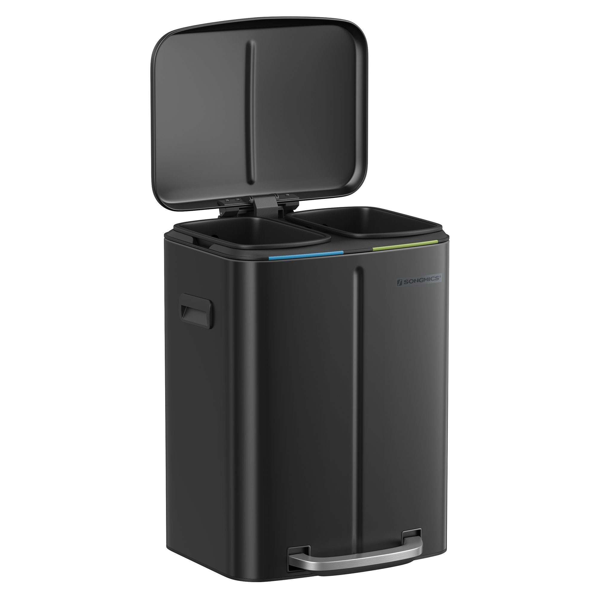SONGMICS Mülleimer Abfalleimer, 2 x 20 L, Treteimer aus Metall