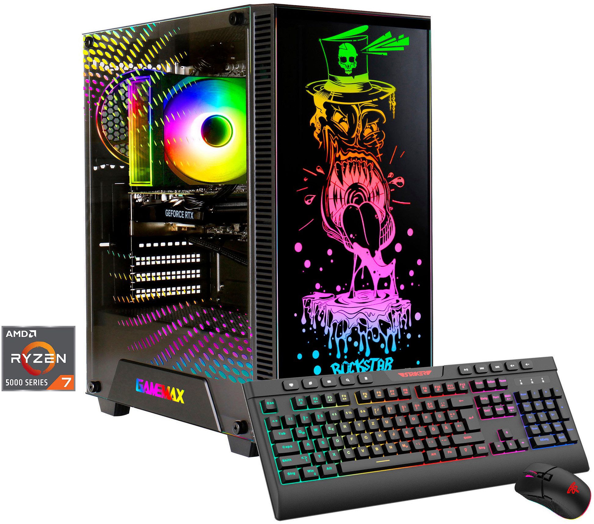 GAMEMAX Rockstar 8184 AMD Ryzen 7 5700X 16GB 1TB SSD RTX 5060 Gaming-PC (AMD Ryzen 7 5700X, RTX 5060, 16 GB RAM, 1000 GB SSD, Luftkühlung aktiv, Windows 11)