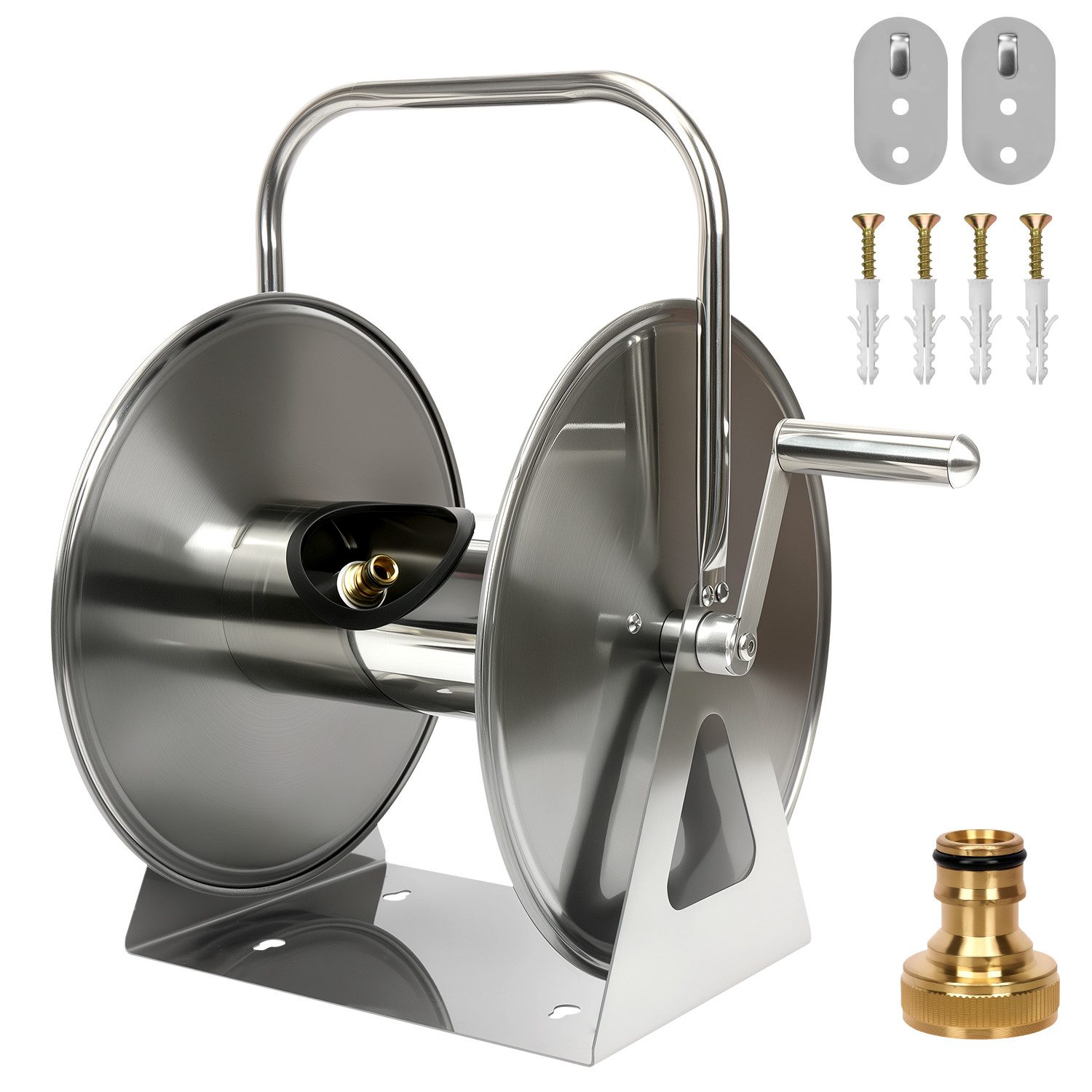 OSTWOLKE Schlauchtrommel Edelstahl Gartenschlauchtrommel Wand Schlauchaufroller