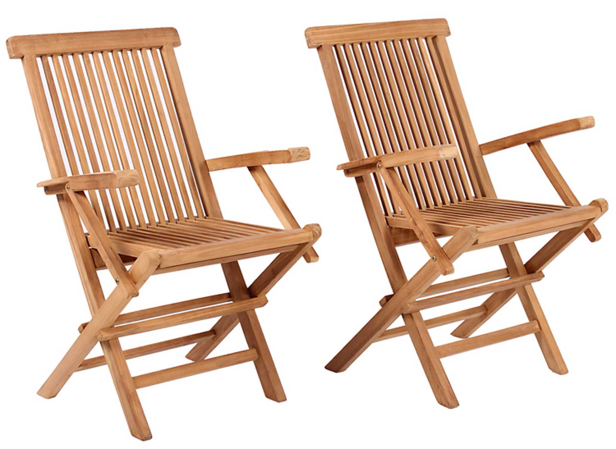 MR.DEKO Gartenstuhl Armlehnen Andover Teak