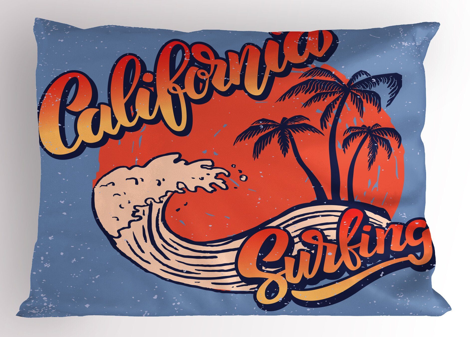Gedruckter Kalifornien-Surfen Kissenbezug, Abakuhaus Dekorativer Grafik-Strand (1 Standard Size Stück), King Kissenbezüge