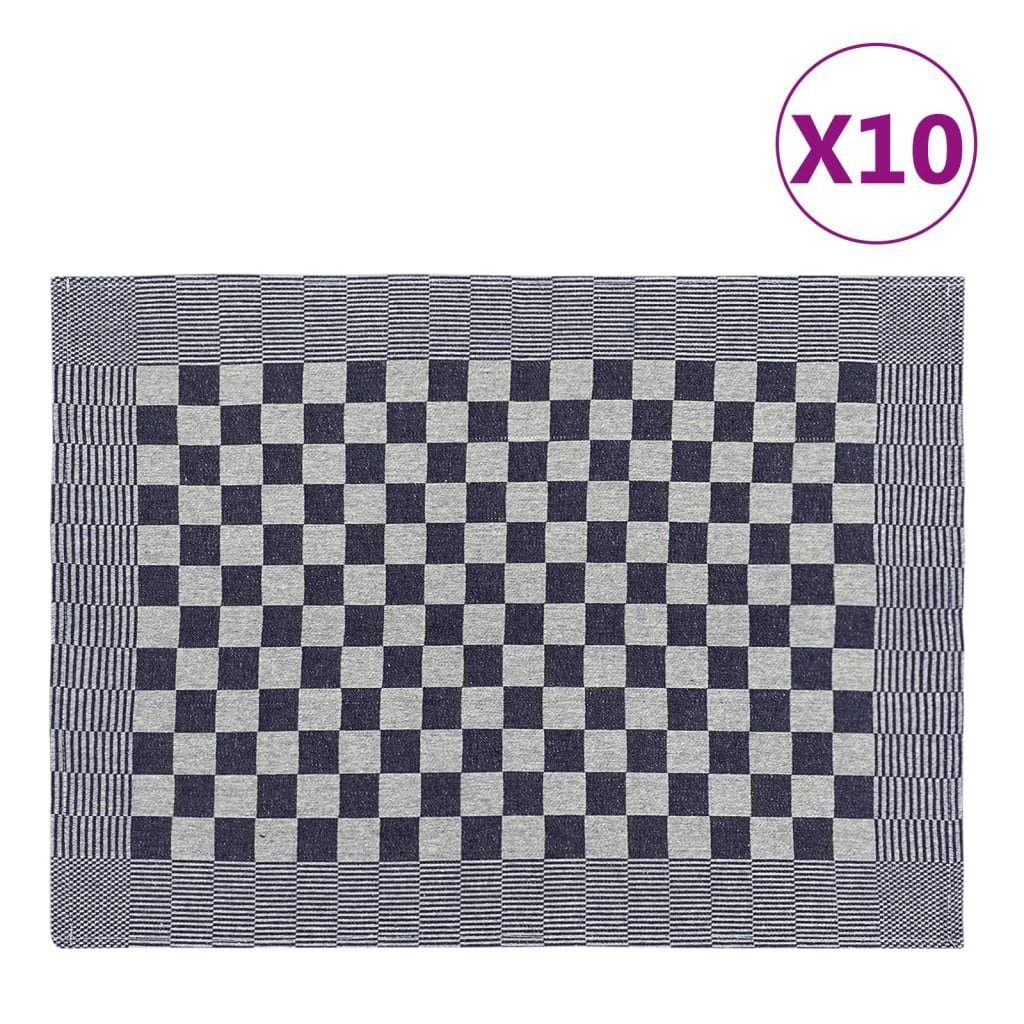 vidaXL Geschirrtuch Geschirrtücher 10 Stk. Blau und Weiß 50x70 cm Baumwolle, (10-tlg)