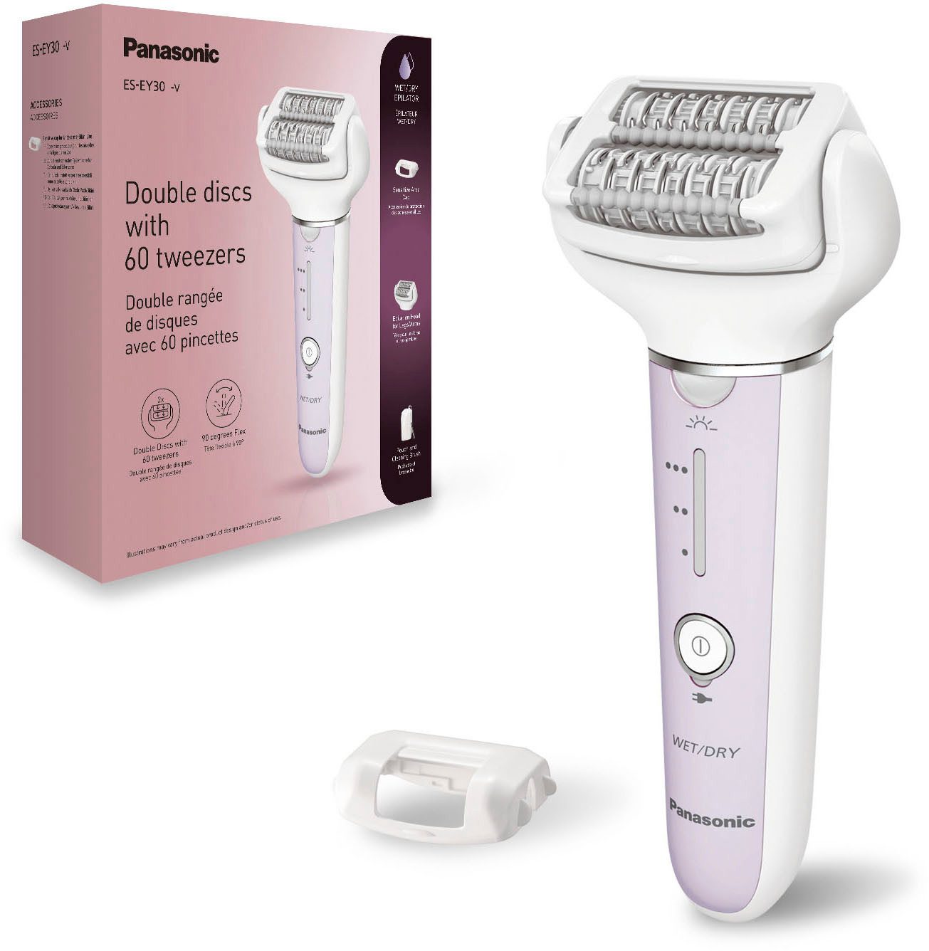 Panasonic Epilierer ES-EY30-V503, Aufsätze: 2 St., 2-in-1 Nass-/Trocken-Epilierer