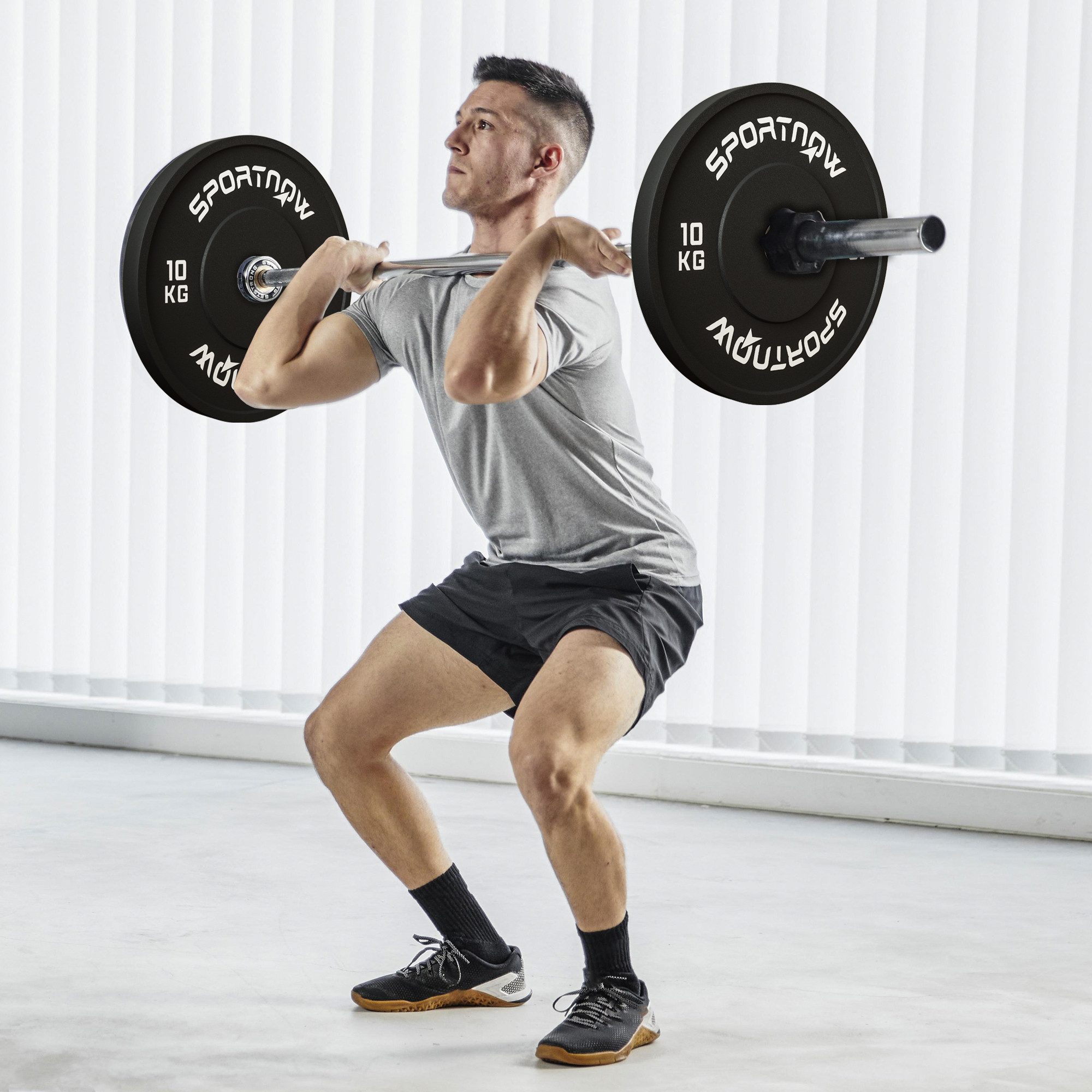 SPORTNOW Hantelscheiben 2 x 10kg Gewichte, Gewichtsscheiben, Ø 50 mm Bohrung, Schwarz, 20 kg, für 5 cm Hantelstange, Ø 50 mm Bohrung, Schwarz