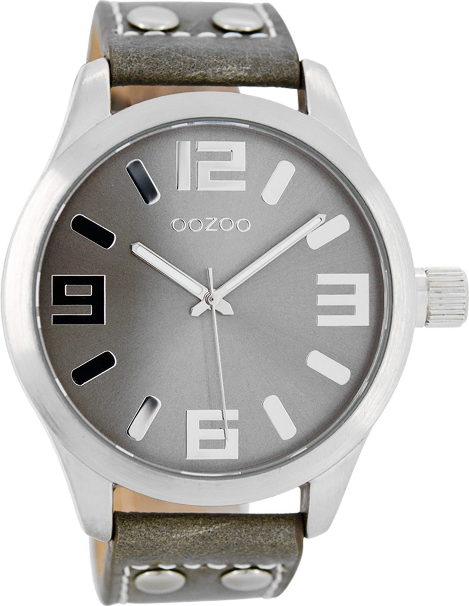 OOZOO Quarzuhr Oozoo Herren Armbanduhr Timepieces Analog, (Analoguhr), Herrenuhr rund, extra groß (ca. 46mm) Lederarmband, Fashion-Style