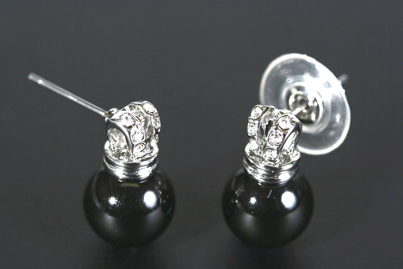 Le Bijou Paar Ohrstecker 20433 (2-tlg), Perlen-Ohrstecker Markenkristalle mystic black pearl-crystal