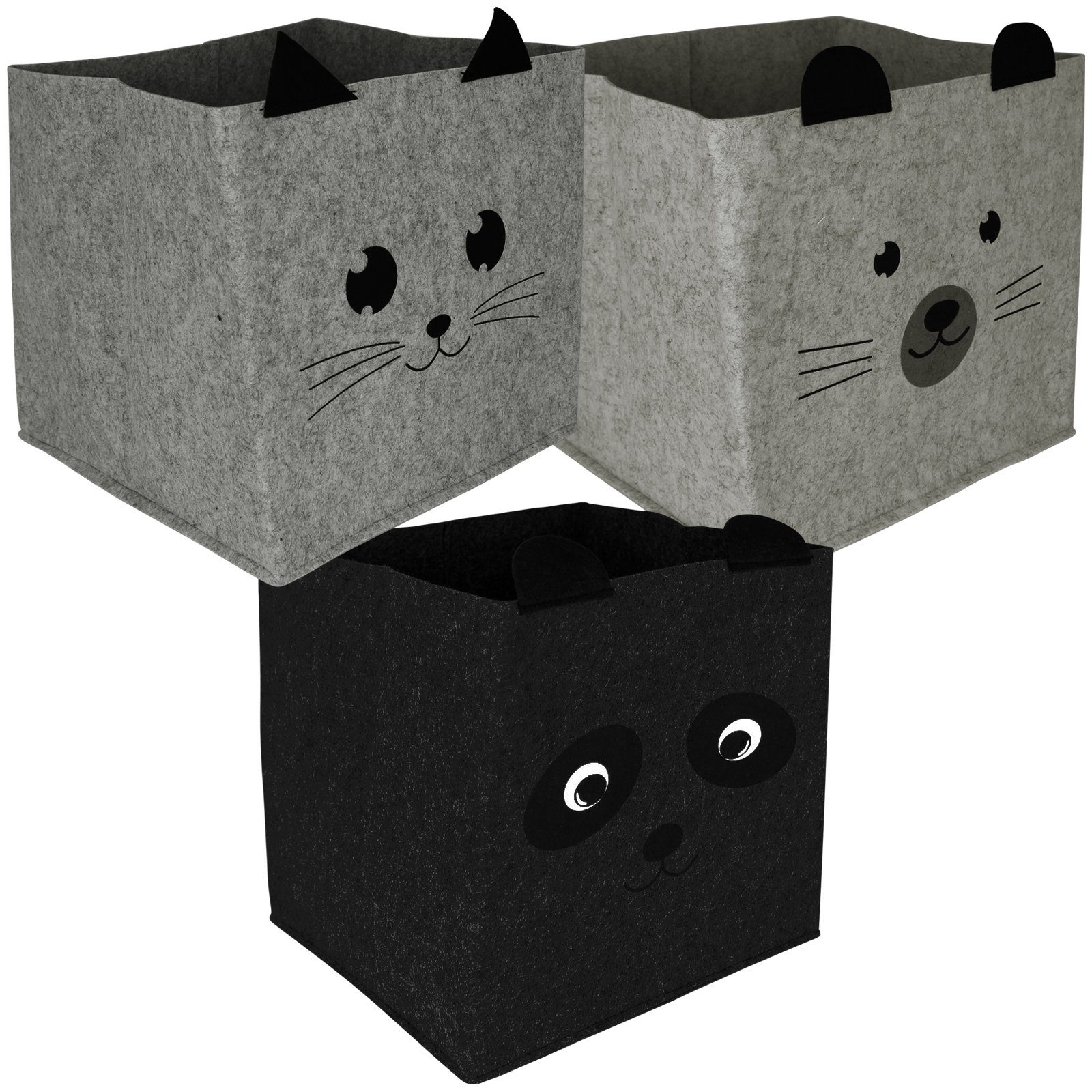 Koopman Aufbewahrungskorb Ordnungsboxen Filz 3 Stück (3 Farben) Würfelbox Aufbewahrungskiste (3er Set), Aufbewahrung Box Aufbewahrungskorb Regalkorb Korb Filzbox Faltbox