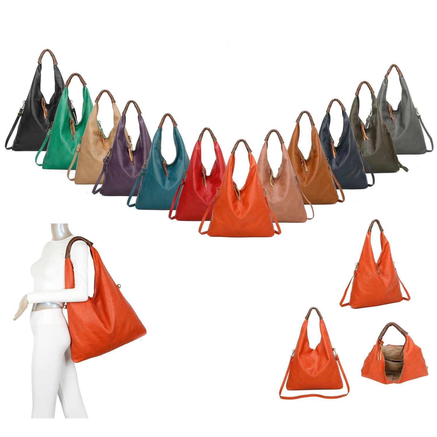 ITALYSHOP24 Schultertasche XXL Damen Shopper Tasche Freizeittasche Hobo Bag Weekender Reisetasche, Urlaub Handtasche Henkeltasche Umhängetasche Beuteltasche Bürotasche