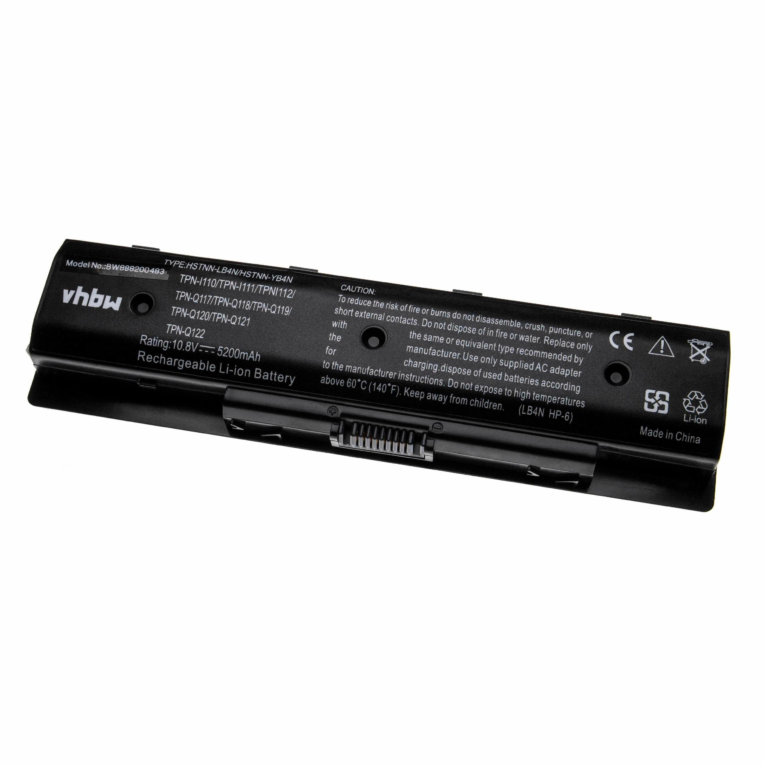 Ersatz 5200 TPN-Q118, vhbw Notebook Li-Ion) (5200mAh, mAh TPN-Q117, PI06XL, TPN-I112, / Notebook für TPN-Q120 Netbook PI09, für / Laptop-Akku HP Notebook 10,8V, TPN-I110, TPN-I111, TPN-Q119,