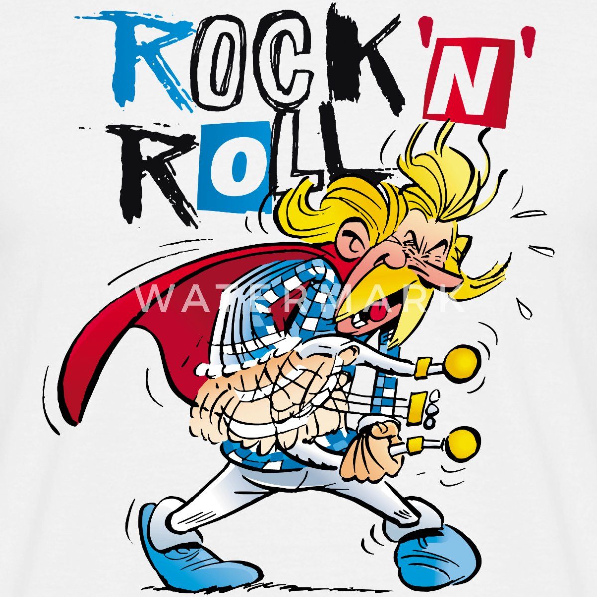 Spreadshirt T-Shirt Asterix & Obelix Troubadix Singt Rock'N'Roll Männer T-Shirt (1-tlg)