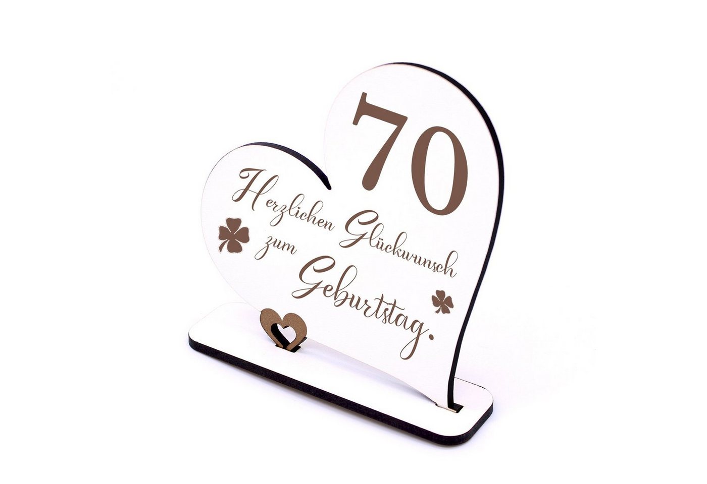 Dekolando Deko-Schriftzug 70 Jahre Deko Herz Aufsteller 15cm x 15cm - Geburtstag 70. Tischdeko (weiß, 2tlg)