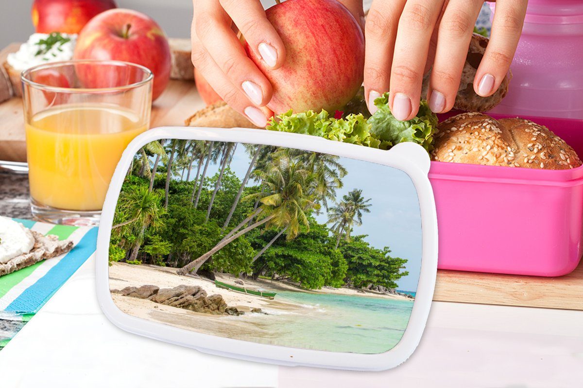 Tropisch, Strand Snackbox, rosa für Erwachsene, - Kunststoff, Palmen Sommer Brotdose Kunststoff Brotbox (2-tlg), - Mädchen, - Kinder, MuchoWow Lunchbox
