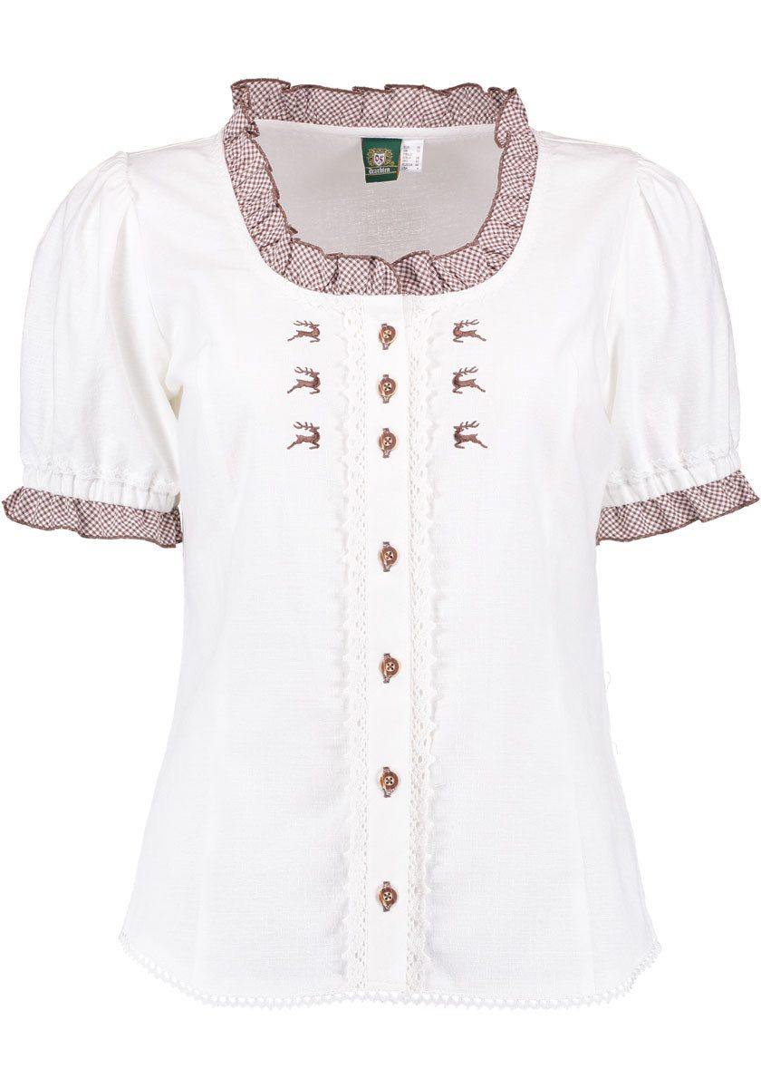 OS Trachten Trachtenbluse Fluspi Kurzarmbluse mit Rundhalsausschnitt in Kon günstig online kaufen