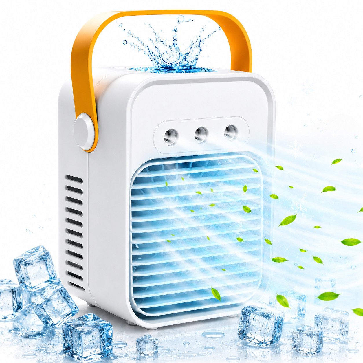 MOPUEA Ventilatorkombigerät Tragbare Klimaanlage mit 3 einstellbaren Windgeschwindigkeiten, 300-ml-Wassertank, Desktop-Luftkühlungsventilator