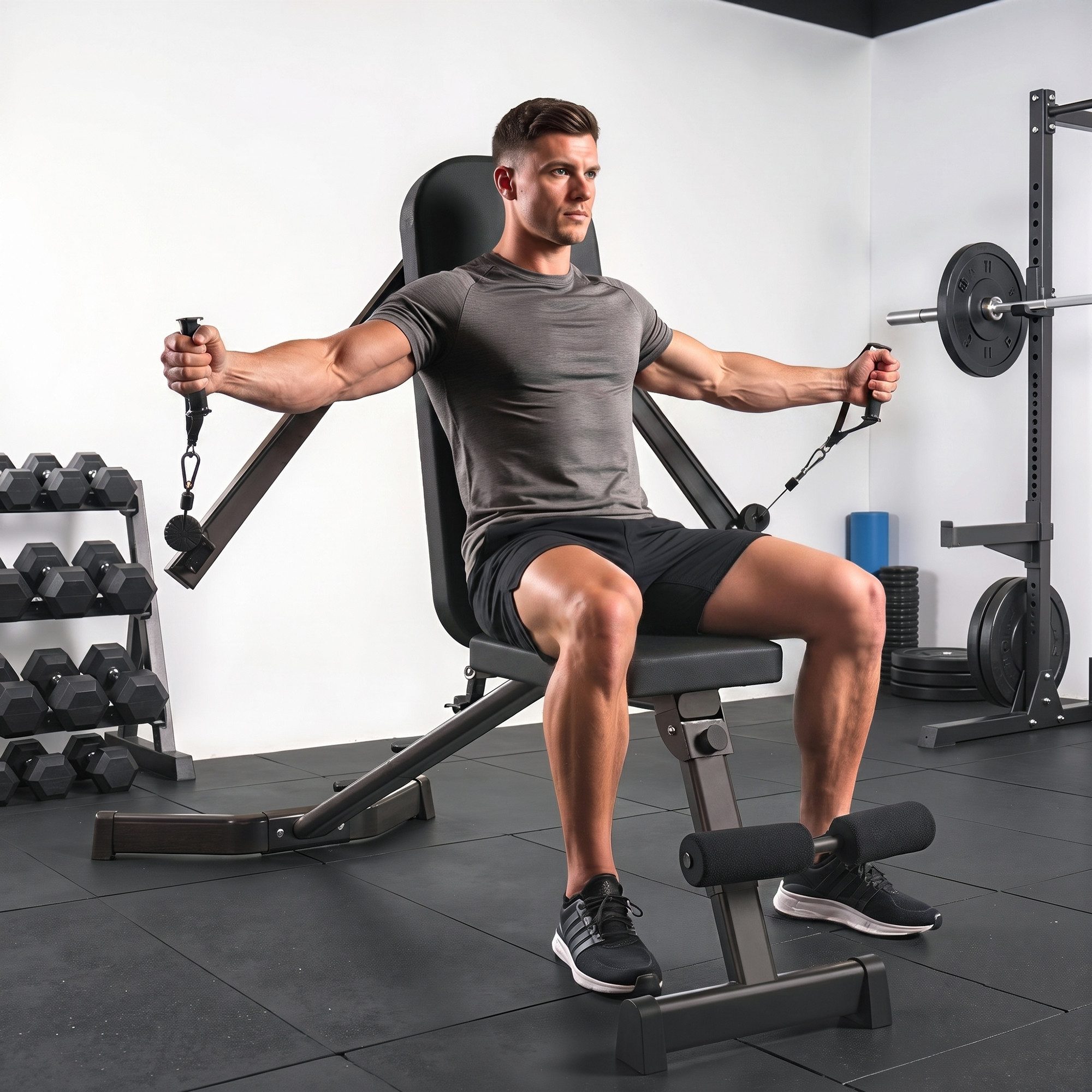 SPORTNOW Hantelbank klappbar mit Beinstrecker 3-Fach Rückenlehne, 3 Widerstandsstufe, (Set, 1-tlg., mit Widerstandsbändern), klappbar, 3-fach verstellbare Rückenlehne