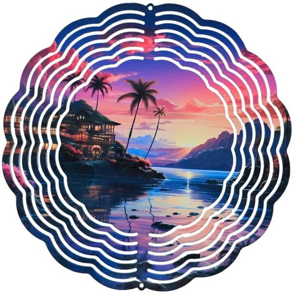 Ladreas Windspiel Edelstahl 3D Windspiel Windspinner 20cm Sonnenuntergang 3 WI204